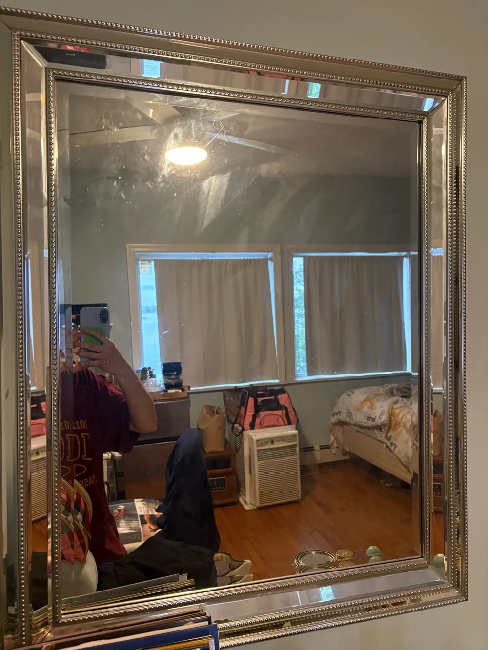 Silver Beaded Accent Wall Mirror - Brand